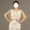 Luxury Gold Hand Beaded Evening Dress – Long Gown with Tassel Sleeves for Gala or Event