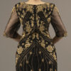 Elegant Black and Gold Embroidered Evening Gown – Mother of the Bride Dress with Sheer Sleeves