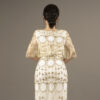 Luxury Gold Hand Beaded Evening Dress – Long Gown with Tassel Sleeves for Gala or Event