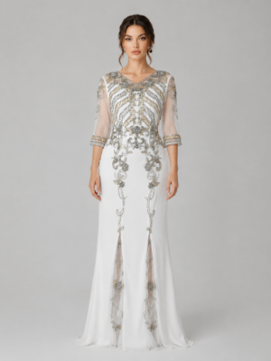 Art Deco Hand Embellished Long Gala Dress