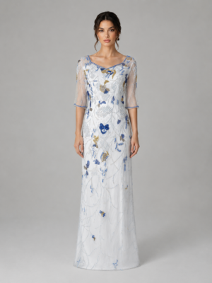 Hand-Beaded Floral Gala Maxi Dress