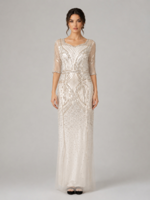 Art Deco Beaded Floor Length Occasion Dress