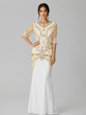 Elegant Beaded Mermaid Evening Gown