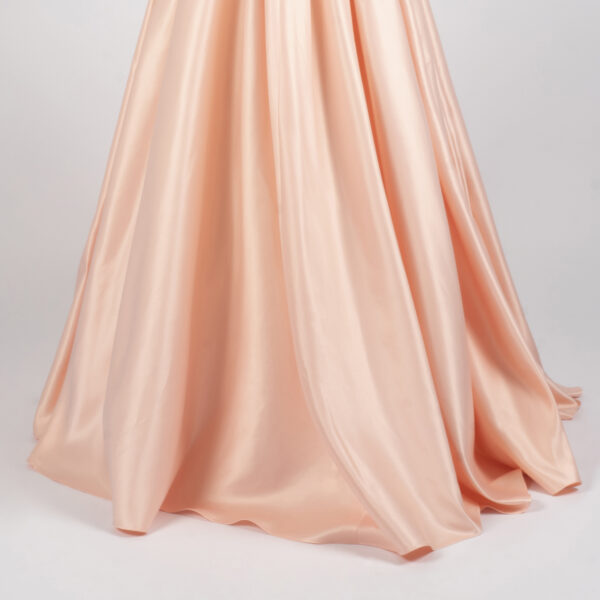Luxury Blush Pink Satin Ball Gown with Structured Black Corset Bodice