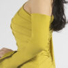 Minimalist Mustard Yellow One-Shoulder Mermaid Gown with Cape