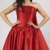 Strapless Red Satin Ball Gown with Court Train – Prom Dress