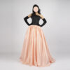 black and pink ball gown strapless satin formal dress for prom