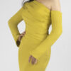 Trendy Mustard Yellow One-Shoulder Mermaid Gown with Cape