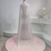Glamorous Pink Sequin Evening Gown with Sheer Cape & Fringe Detail - Mermaid Formal Dress for Red Carpet, Gala & Luxury Events