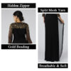 Elegant Black Evening Gown with Gold Beaded Neckline and Sheer Bell Sleeves - Formal Maxi Dress with Chiffon Drape