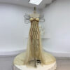 Women's Champagne Glitter Fairy Gown with Wire Wing Detailing - Prom Pageant Fantasy Formal Dress