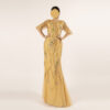 Luxury Gold Formal Gown with Intricate Multicolor Beading