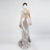 Luxury Beaded Mesh Bustier Satin Gown - Formal Dress for Galas
