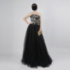 Custom Black Tulle Evening Gown with Embroidered Floral Corset Top