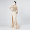 Luxury Champagne Gold Beaded Evening Dress with Corset Bodice