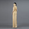 Champagne Gold Beaded Evening Gown - Sheer Half-Sleeve Formal Mermaid Dress