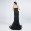 Black Sequin Mermaid Gown | Spaghetti Strap Deep V Formal Evening Dress with Train