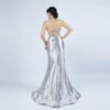 Luxury Beaded Mesh Bustier Satin Gown - Formal Dress for Galas