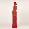 Elegant Red Formal Dress with Intricate Gold Embroidery