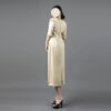 Cream Modest Evening Dress with Luxurious Gold Embellishment