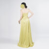 Strapless Satin Evening Gown with Hand-Beaded Waist and Front Slit