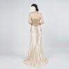 Luxury Champagne Gold Beaded Evening Dress with Corset Bodice