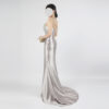 Luxury Silver Beaded Corset Evening Dress with One-Shoulder Design
