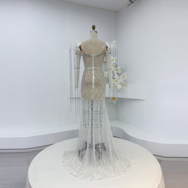 Handmade Crystal Beaded Mermaid Gown with Tassel Chains