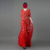 Red Couture Evening Gown with Hand-Beaded Floral Embroidery