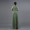 Women's Emerald Green Beaded Evening Gown - Sheer Half-Sleeve Formal Occasion Dress