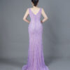 Purple silver beaded prom dress with V-neck, elegant mermaid formal gown for women
