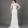 White beaded prom dress with V-neck straps, elegant mermaid formal gown with slit for women