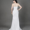 White beaded prom dress with V-neck straps, elegant mermaid formal gown with slit for women