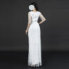 Luxury White Fringe Formal Gown | Beaded Detail & Tiered Tassel Design for Middle Eastern Celebrations