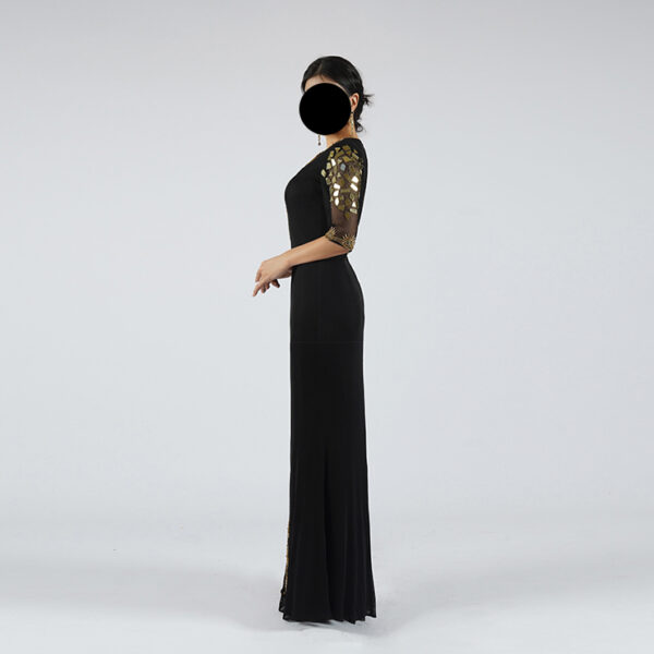 Black & Gold Embellished Evening Gown | Mermaid Silhouette for Arabic Weddings & Royal Galas
