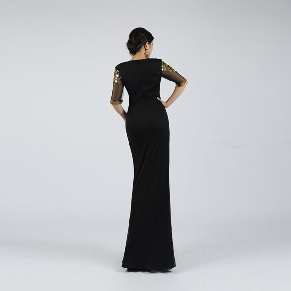 Black & Gold Embellished Evening Gown | Mermaid Silhouette for Arabic Weddings & Royal Galas