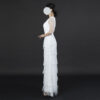 Luxury White Fringe Formal Gown | Beaded Detail & Tiered Tassel Design for Middle Eastern Celebrations