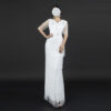 Luxury White Fringe Formal Gown | Beaded Detail & Tiered Tassel Design for Middle Eastern Celebrations