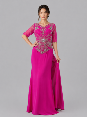 Beaded V-Neck Mermaid Evening Gown