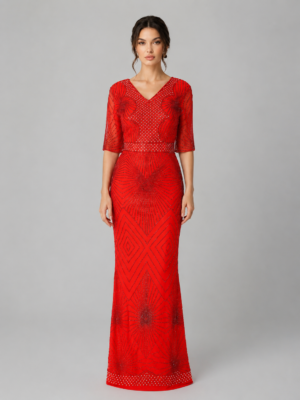 Sunburst Beaded Mermaid Formal Gown