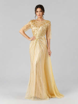 Radiant Crystal Floor Length Formal Gown