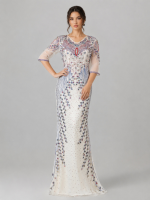 Gradient Crystal Floor Formal Gown