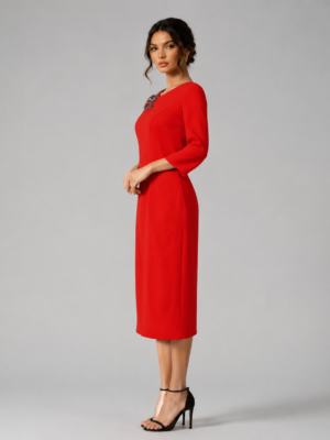 Rhinestone Shoulder Midi Formal Dress