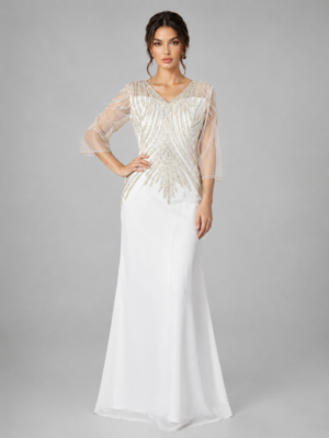 Art‑Deco Embellished Mermaid Evening Gown