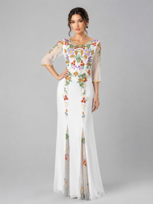 Luxury Floral Embellished Evening Dress