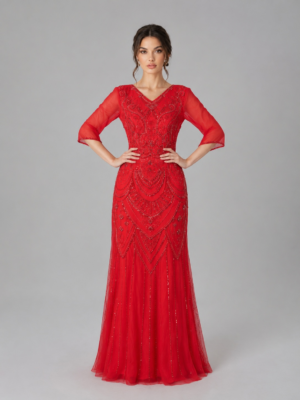 All-over Rhinestone Mesh Mermaid Formal Long Dress