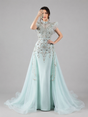 Convertible Fringe Beaded Mermaid Formal Dress