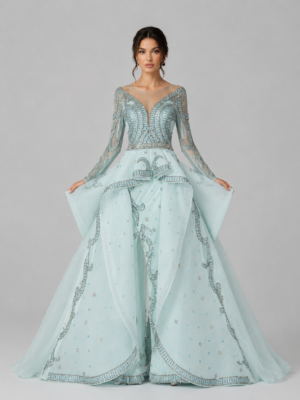 Statement Beaded Mermaid Evening Dress With Detachable Skirt
