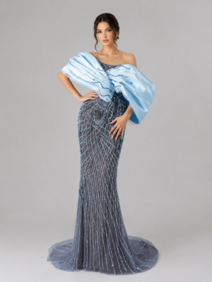 Gala‑Ready Off‑Shoulder Beaded Mermaid Dress