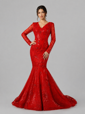 Sparkling Beaded Mermaid Formal Evening Gown